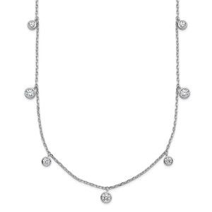 925 Sterling Silver CZ 9 Stone 9 Station 16 inch with 2 inch Extension Necklace